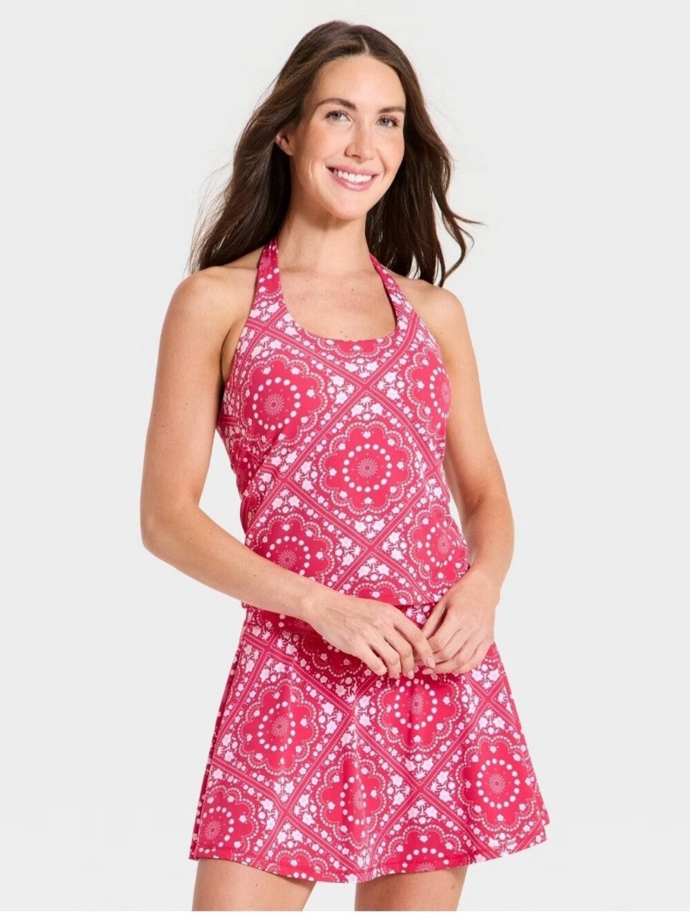 Women's Everyday Soft Halter Neck Support Tank Top All In Motion Red Bandana Pri